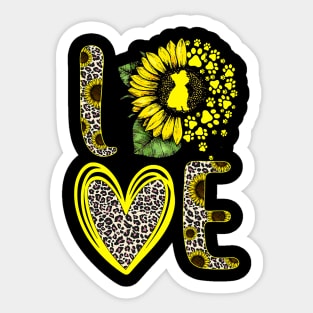 Love Yorkshire Terrier Sunflower Sticker